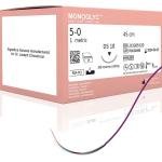 Fil de suture Resorbable Monofilament  Résorbable Rapide Taille : 5/0 Aiguille : DS 18  ( aiguille 3/8  18 mm) Longueur du fil : 45 cm Couleur du fil violet